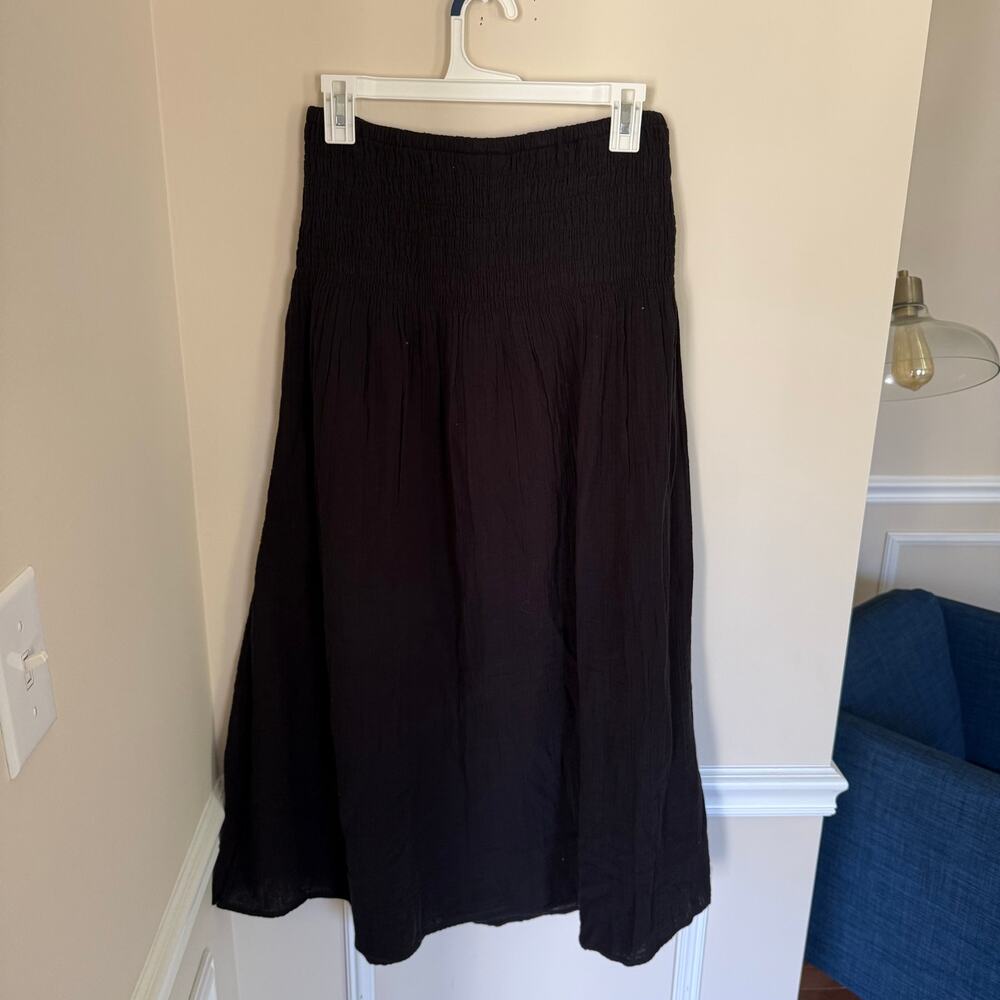 NWT GAP High Smock Waist Crinkle Gauze Maxi Skirt Black 100% Cotton Preppy | S/P - Picture 8 of 10